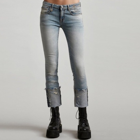 R13 Kate Skinny Jeans With Cuff In Leyton - Picture 1 of 6
